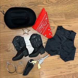 Cowboy Costume Set with Black Boots and Red Bandana